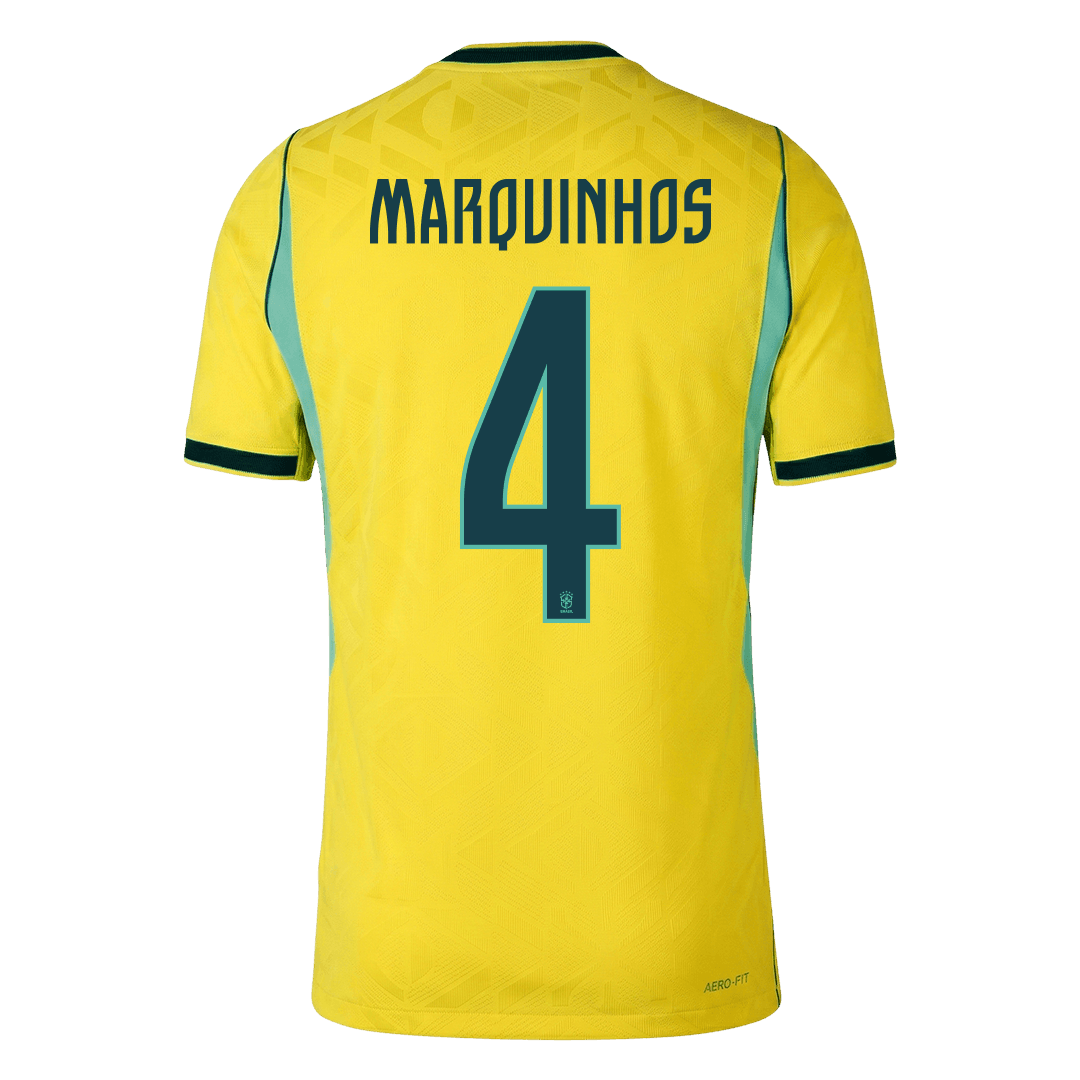 Brazil World Cup Player Version Trikot Heim 2026 MARQUINHOS #4 Slim Fit