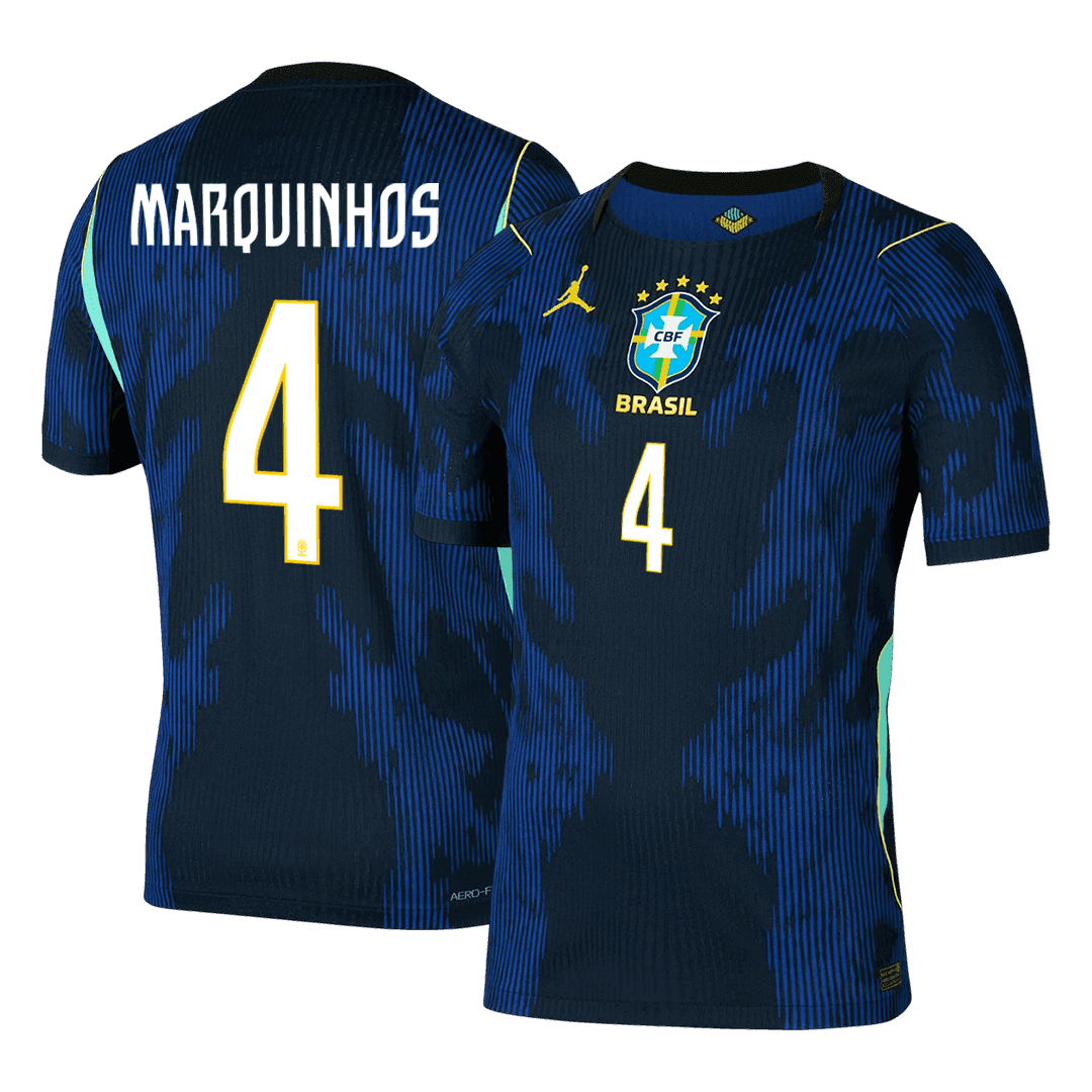 Brazil World Cup Player Version Trikot Auswärts 2026 MARQUINHOS #4 Slim Fit