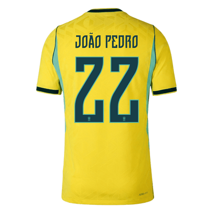 Brazil World Cup Player Version Trikot Heim 2026 JOÃO PEDRO #22 Slim Fit