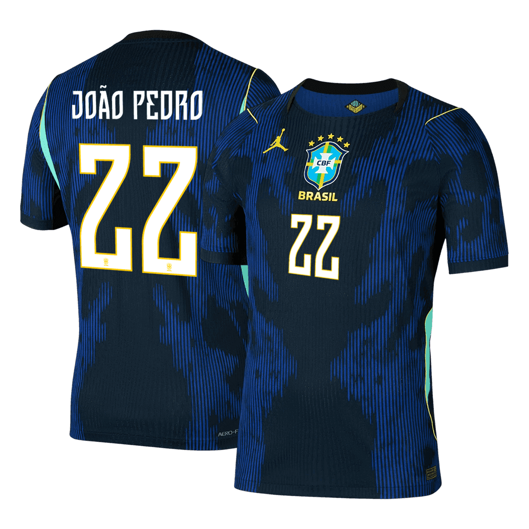Brazil World Cup Player Version Trikot Auswärts 2026 JOÃO PEDRO #22 Slim Fit